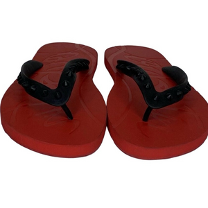 NEW CHRISTIAN LOUBOUTIN Men’s Loubi Red Spiked Flip Flops – Size 7 – Flip Flops